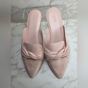 J. Crew Blush Knotted Suede Pointed-Toe Mules